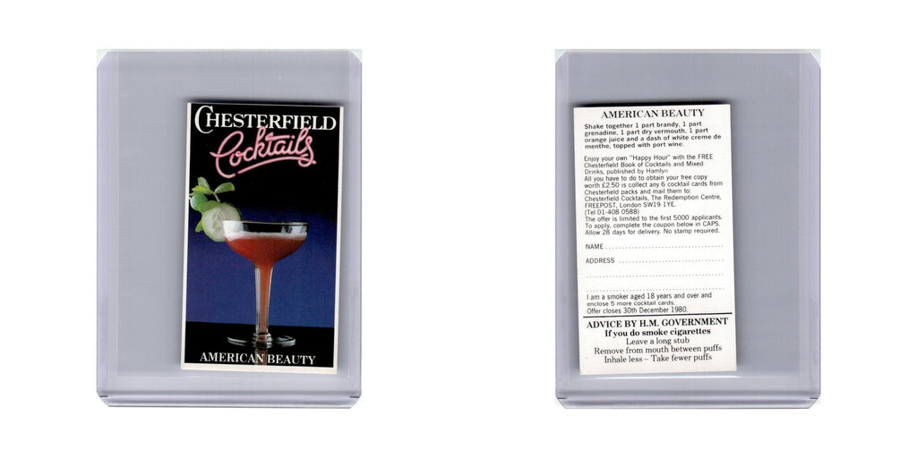 American Beauty 1980 Chesterfield Cocktails #nan Baseball Card VG