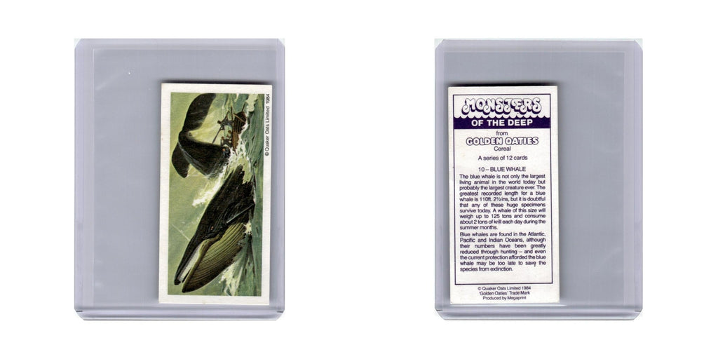 Blue Whale 1984 Quaker Oats Monsters of the Deep #10.0 Baseball Card VG