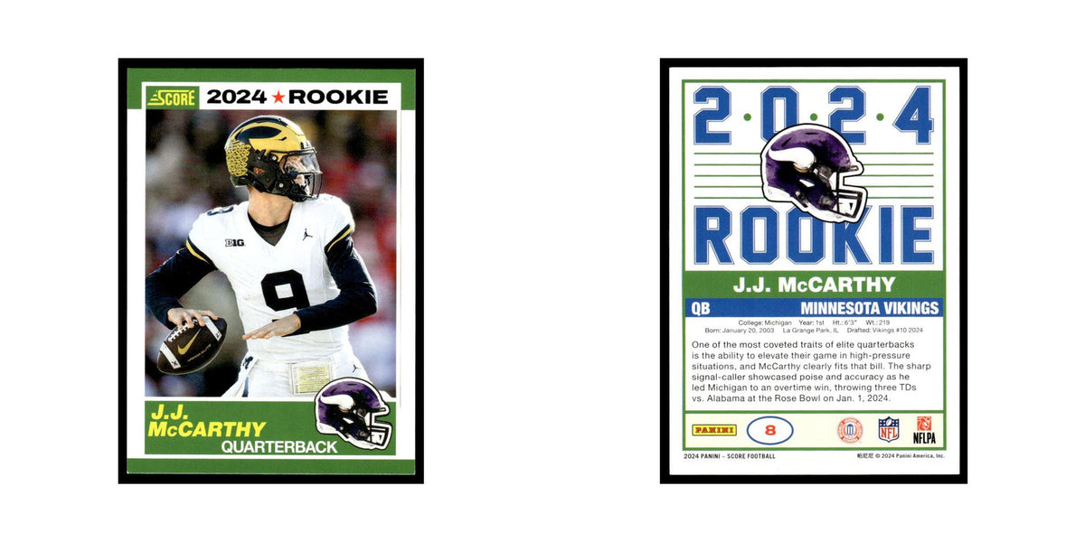 J.J. McCarthy Rookie 2024 Score #8 Minnesota Vikings Football Card NM