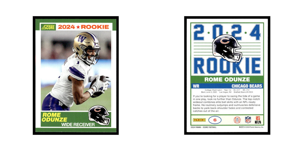 Rome Odunze Rookie 2024 Score #6 Chicago Bears Football Card NM