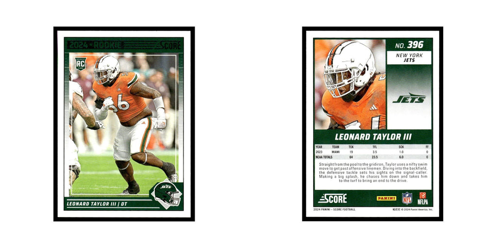 Leonard Taylor III Rookie 2024 Score #396 New York Jets Football Card NM