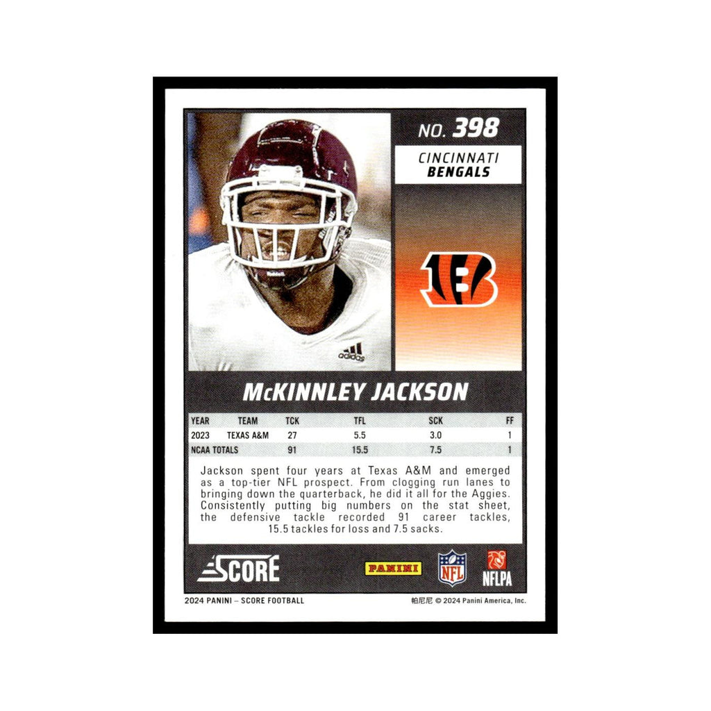McKinnley Jackson Rookie 2024 Score #398 Cincinnati Bengals Football Card NM