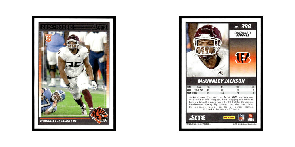 McKinnley Jackson Rookie 2024 Score #398 Cincinnati Bengals Football Card NM
