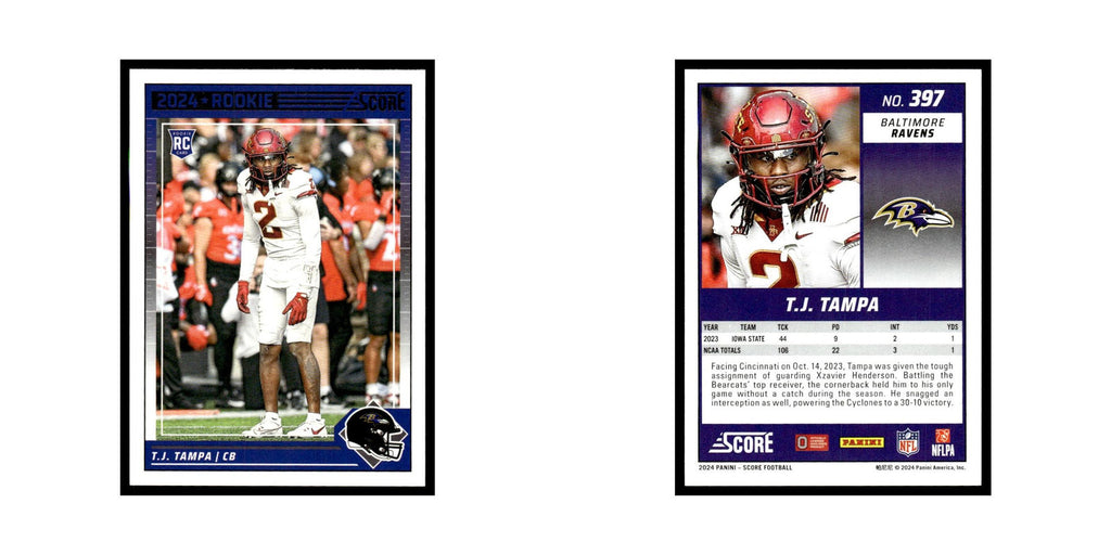 T.J. Tampa Rookie 2024 Score #397 Baltimore Ravens Football Card NM