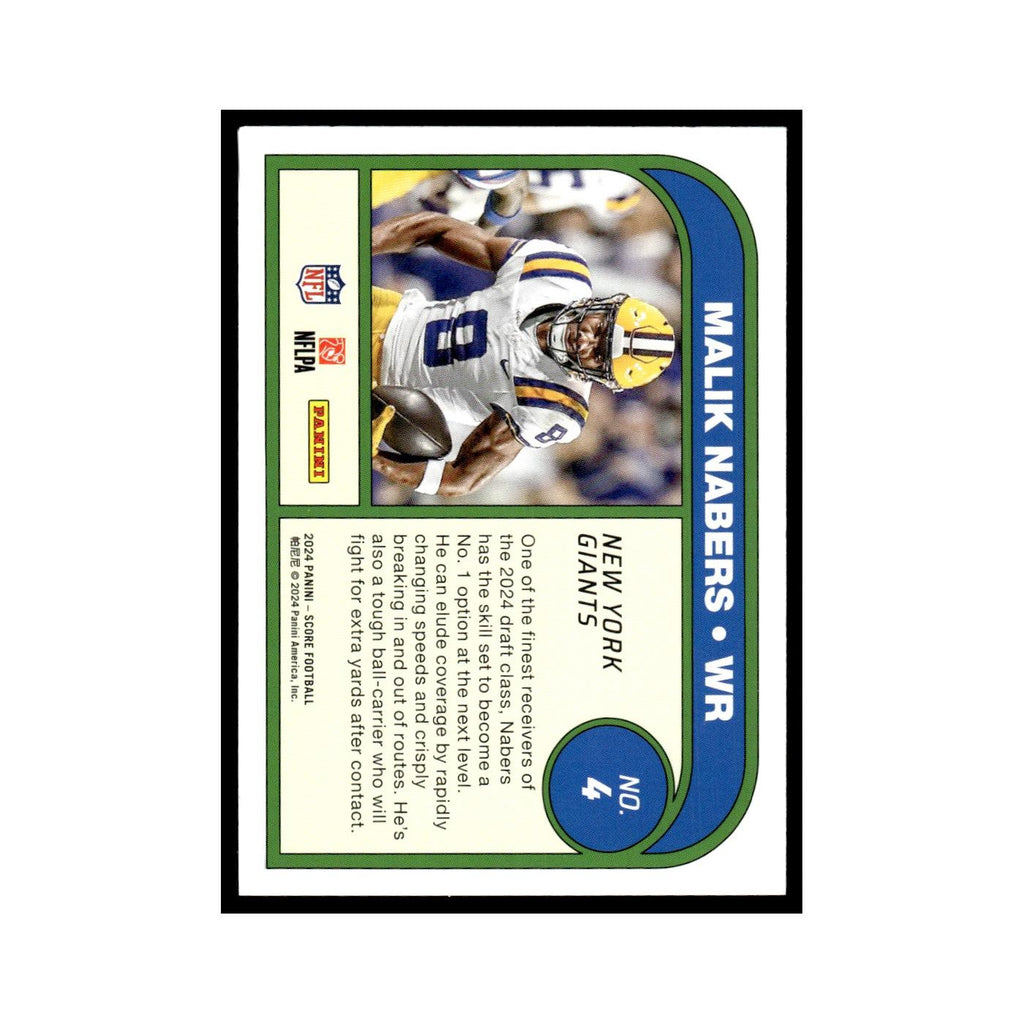 Malik Nabers Rookie 2024 Score #4 New York Giants Football Card NM