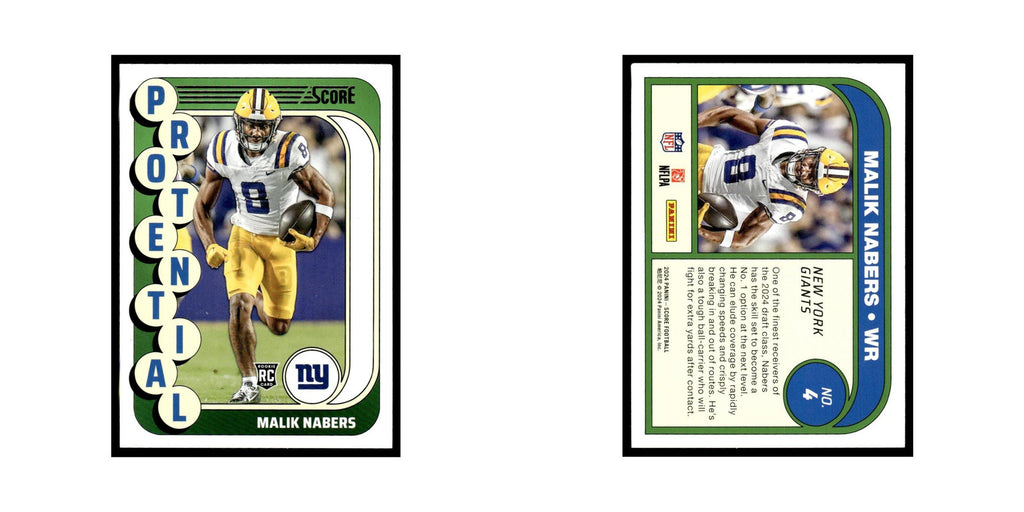 Malik Nabers Rookie 2024 Score #4 New York Giants Football Card NM
