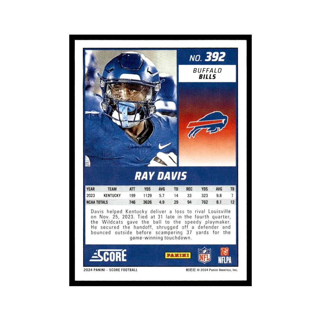 Ray Davis Rookie 2024 Score #392 Buffalo Bills Football Card NM