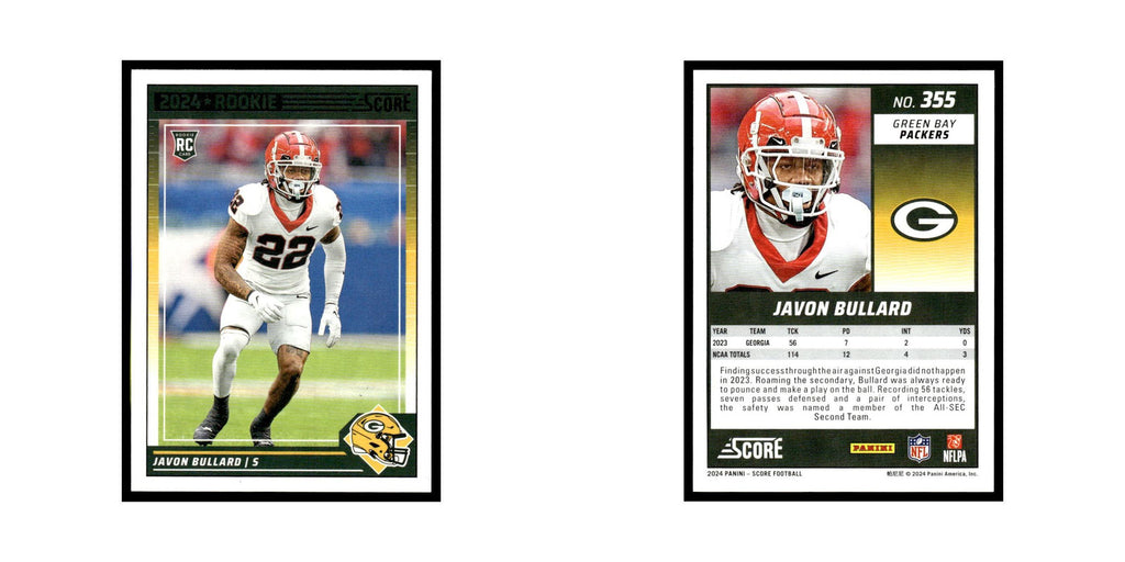 Javon Bullard Rookie 2024 Score #355 Green Bay Packers Football Card NM