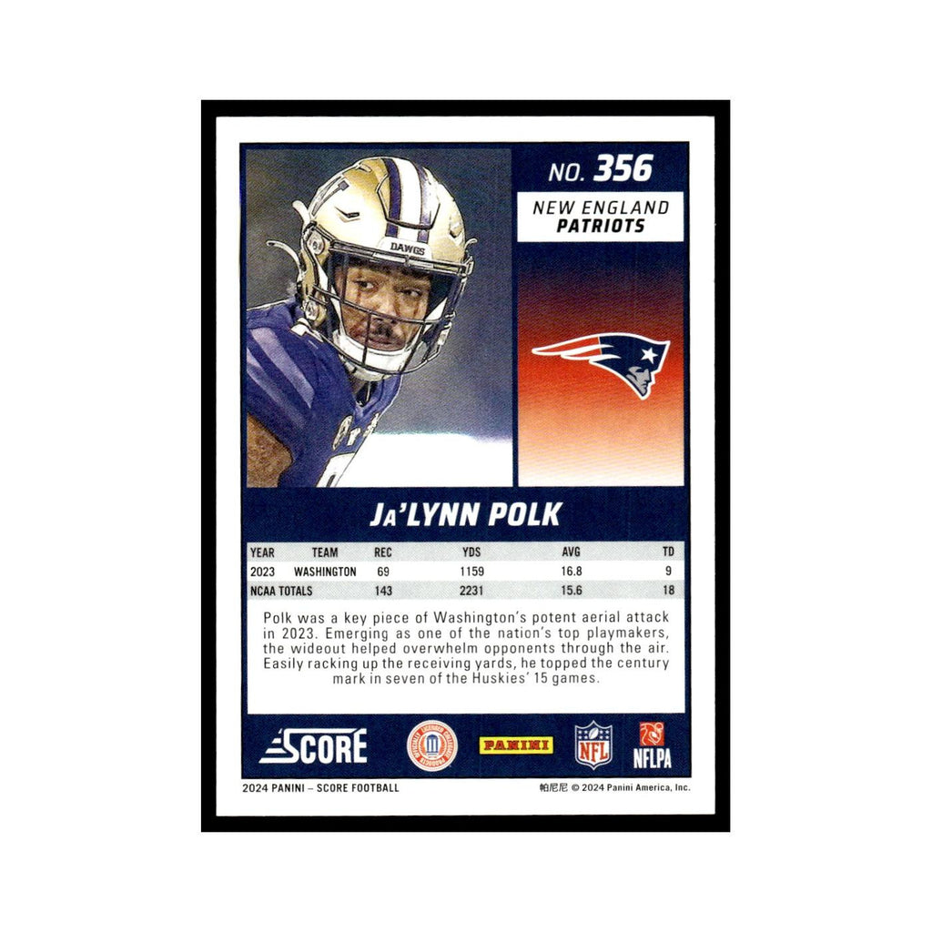 Ja'Lynn Polk Rookie 2024 Score #356 New England Patriots Football Card NM