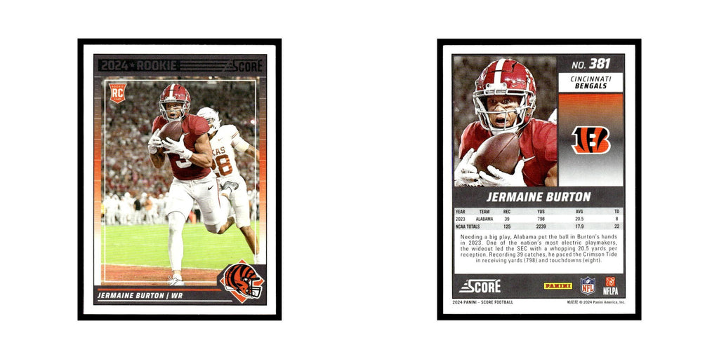 Jermaine Burton Rookie 2024 Score #381 Cincinnati Bengals Football Card NM