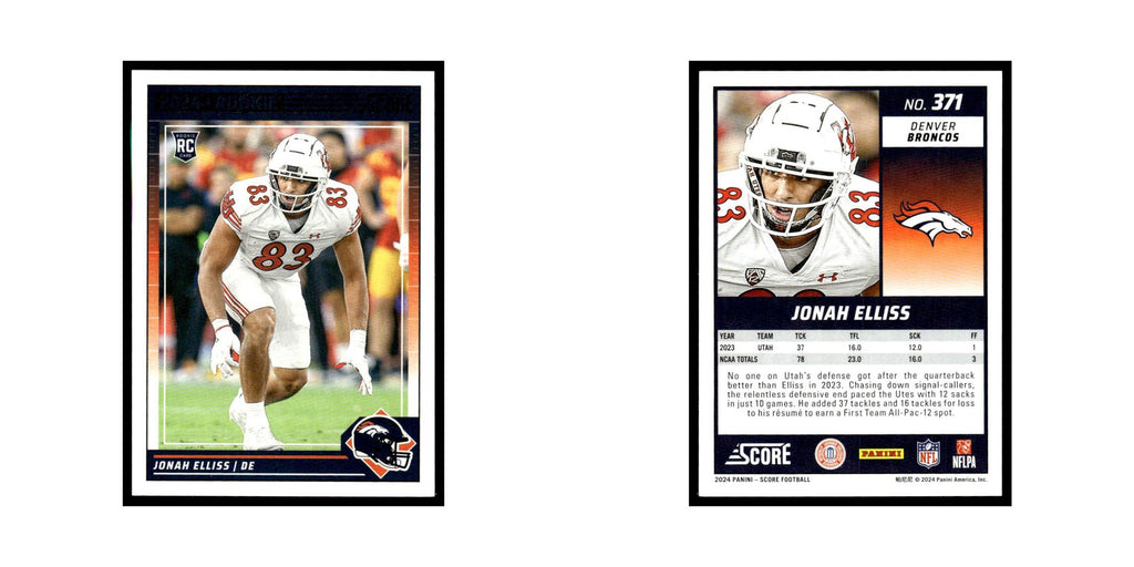 Jonah Elliss Rookie 2024 Score #371 Denver Broncos Football Card NM