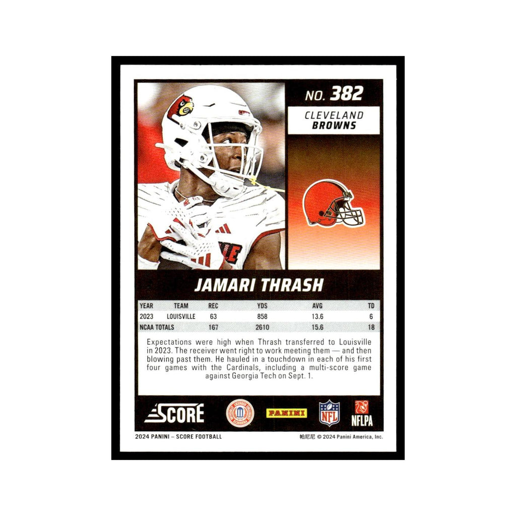 Jamari Thrash Rookie 2024 Score #382 Cleveland Browns Football Card NM