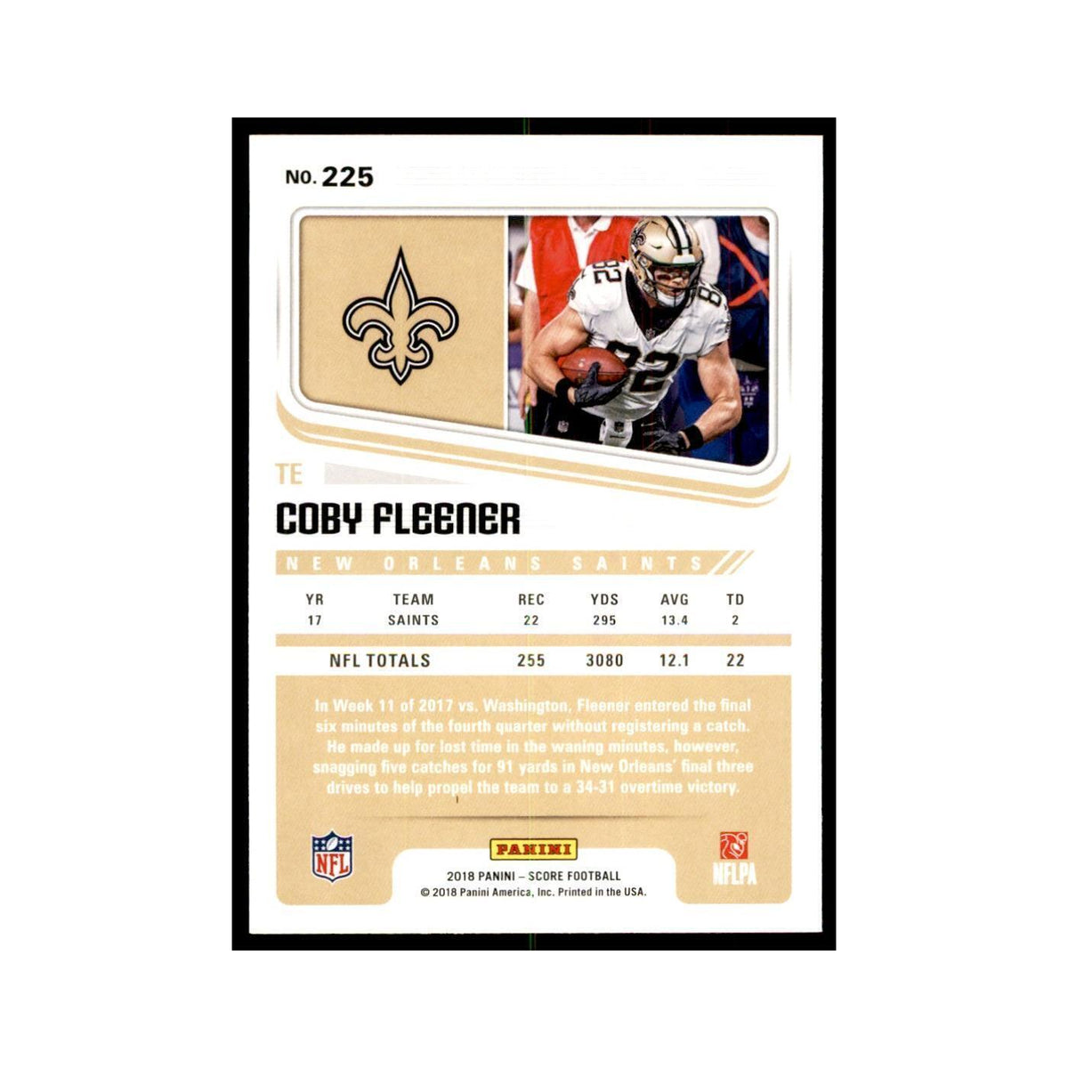 Coby Fleener 2018 Score #225 Baseball Cards Football Card NM