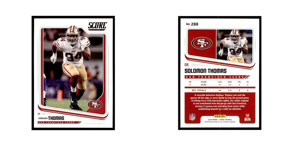 Solomon Thomas 2018 Score #288 Baseball Cards Football Card NM
