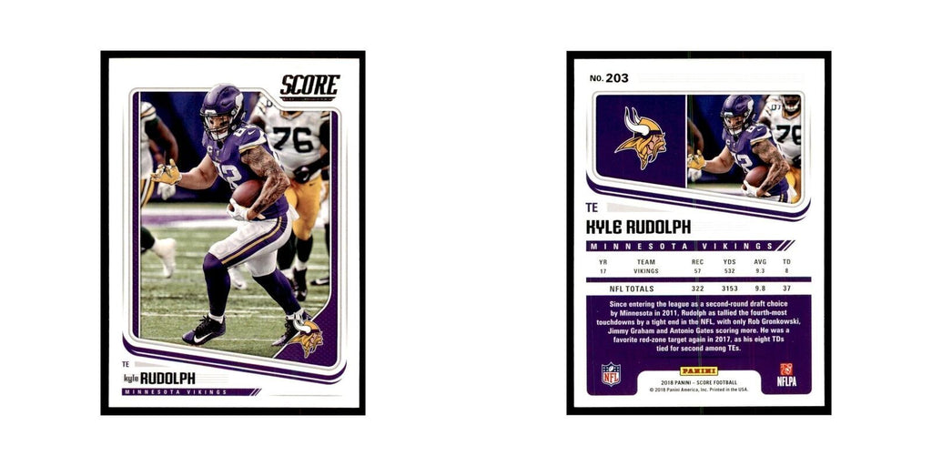 Kyle Rudolph 2018 Score #203 Baseball Cards Football Card NM