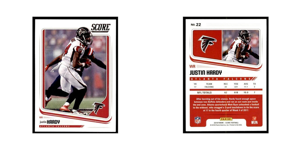 Justin Hardy 2018 Score #22 Baseball Cards Football Card NM