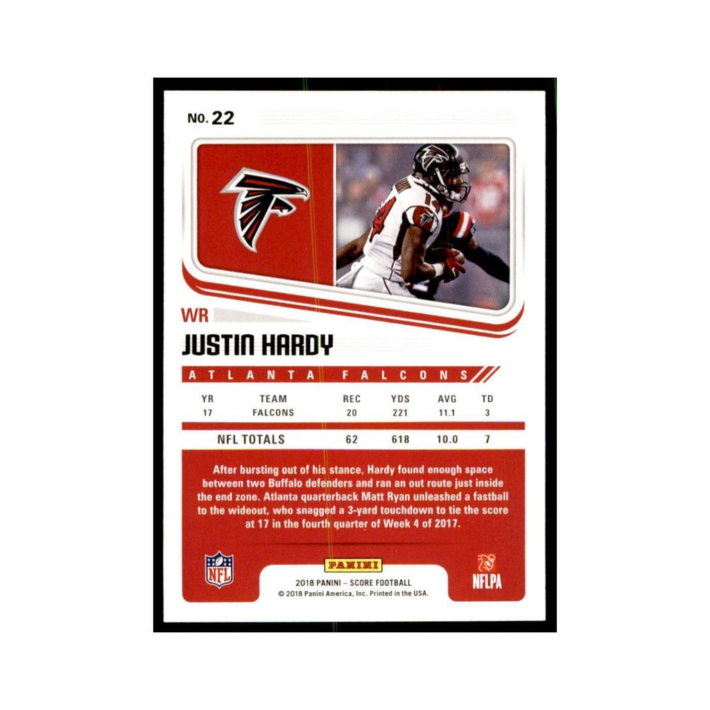 Justin Hardy 2018 Score #22 Baseball Cards Football Card NM