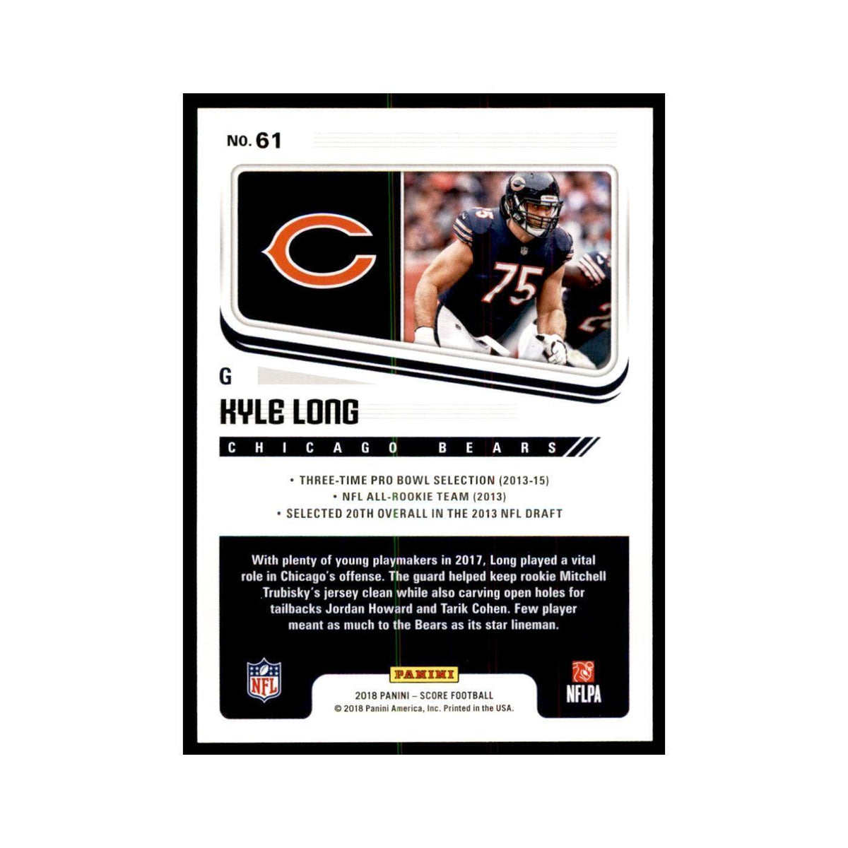Kyle Long 2018 Score #61 Baseball Cards Football Card NM