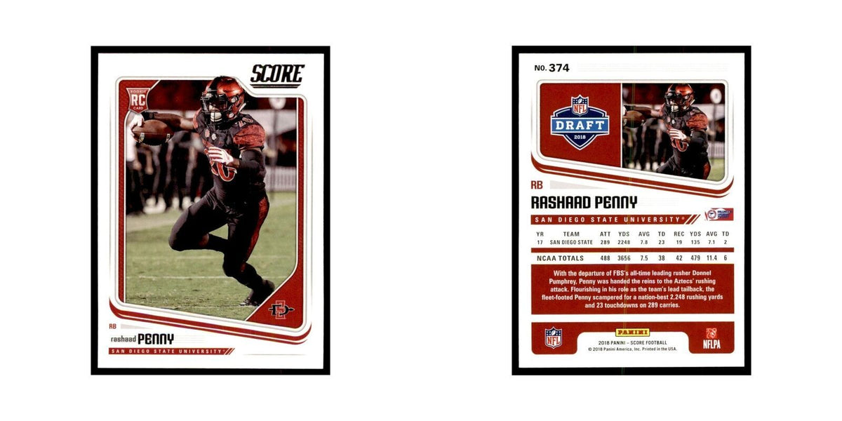 Rashaad Penny Rookie 2018 Score #374 Baseball Cards Football Card NM
