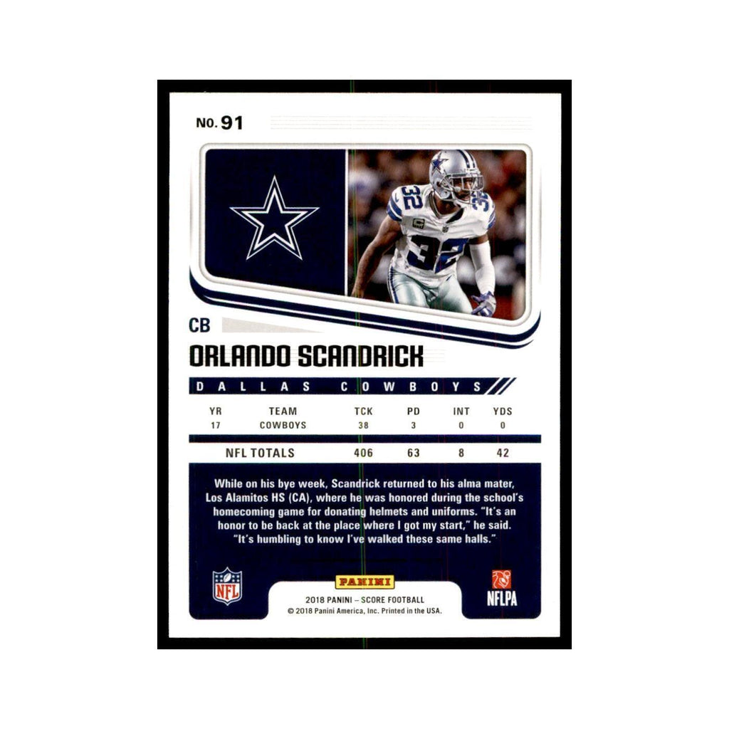 Orlando Scandrick 2018 Score #91 Baseball Cards Football Card NM