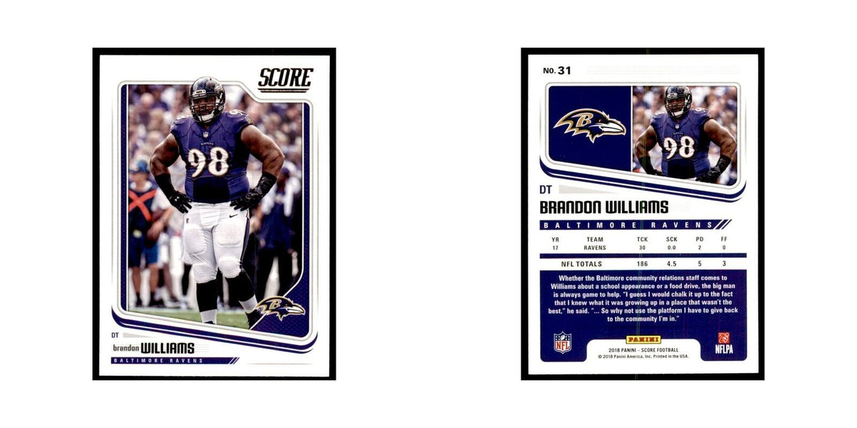 Brandon Williams 2018 Score #31 Baseball Cards Football Card NM