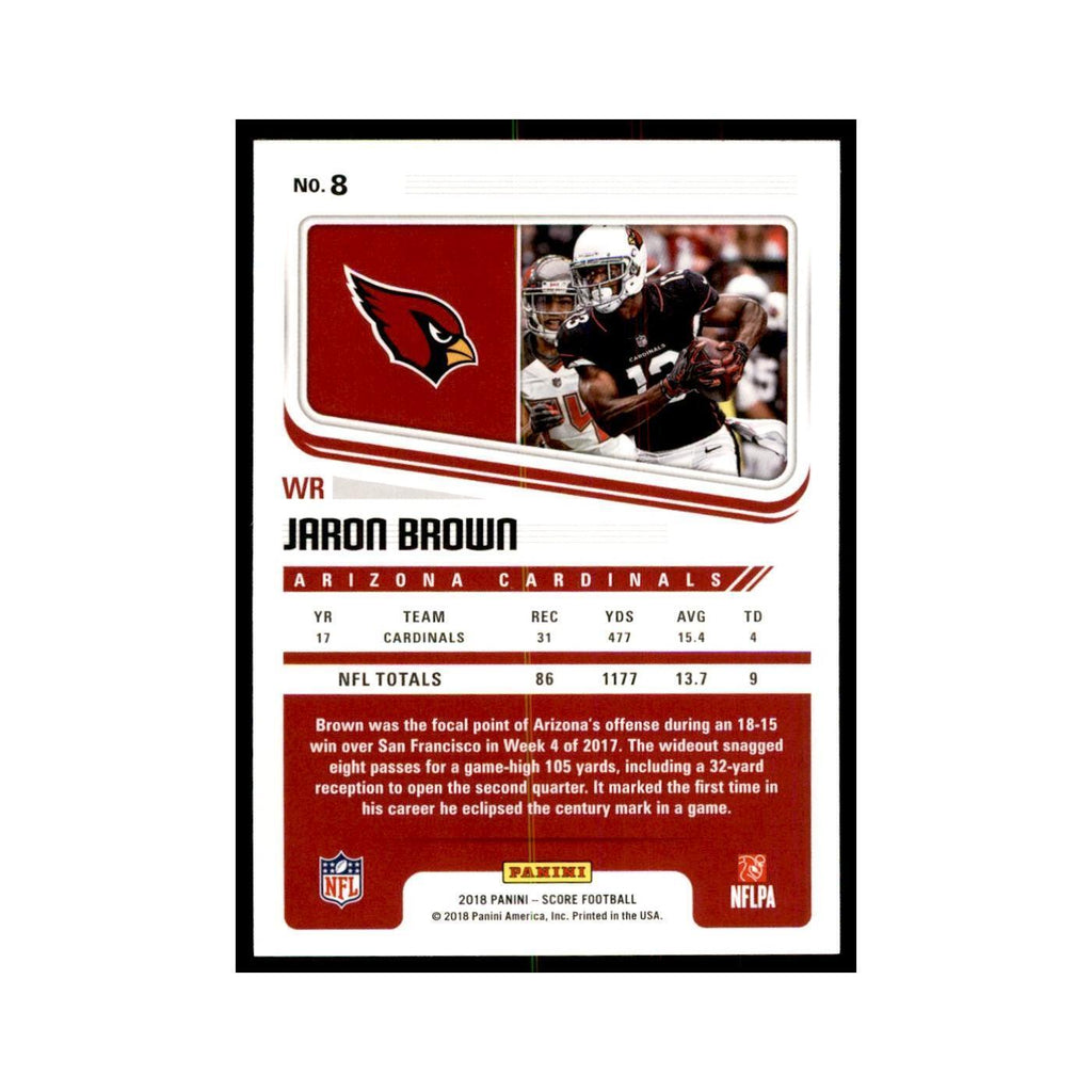 Jaron Brown 2018 Score #8 Baseball Cards Football Card NM