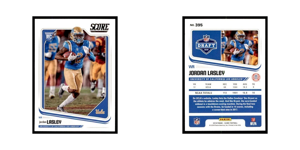 Jordan Lasley Rookie 2018 Score #395 Baseball Cards Football Card NM