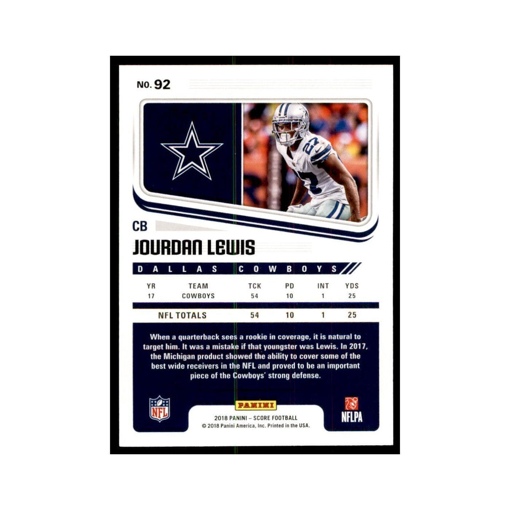 Jourdan Lewis 2018 Score #92 Baseball Cards Football Card NM