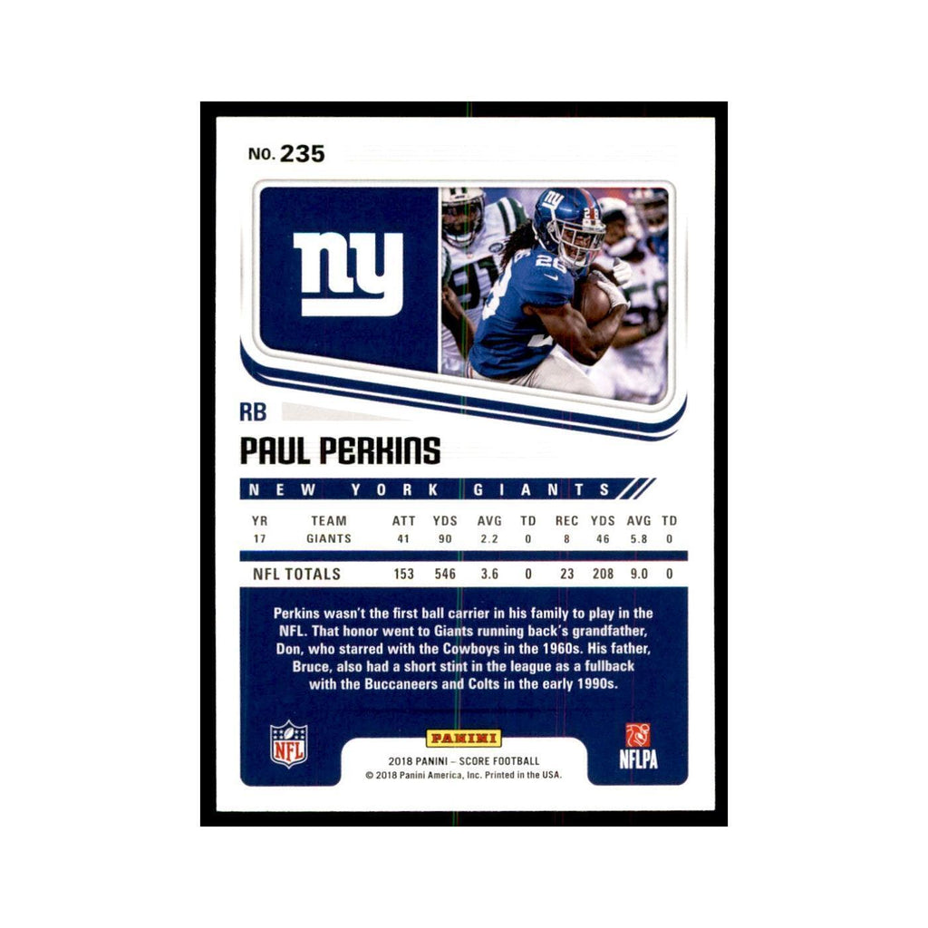 Paul Perkins 2018 Score #235 Baseball Cards Football Card NM