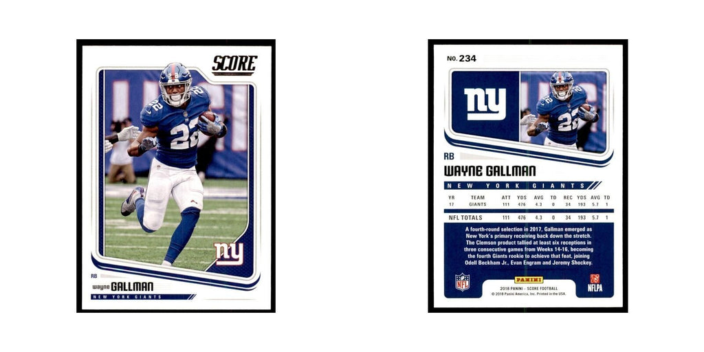 Wayne Gallman 2018 Score #234 Baseball Cards Football Card NM