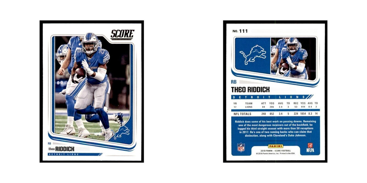 Theo Riddick 2018 Score #111 Baseball Cards Football Card NM