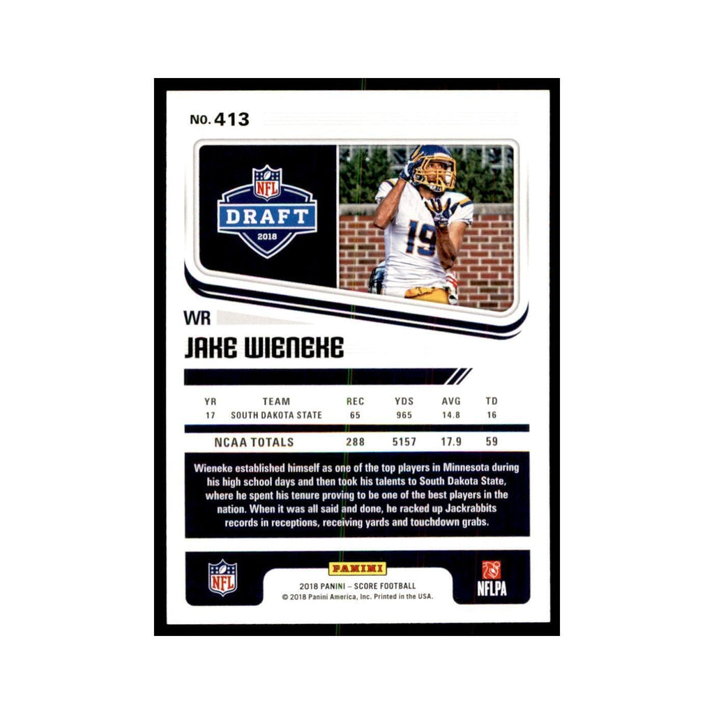 Jake Wieneke Rookie 2018 Score #413 Baseball Cards Football Card NM