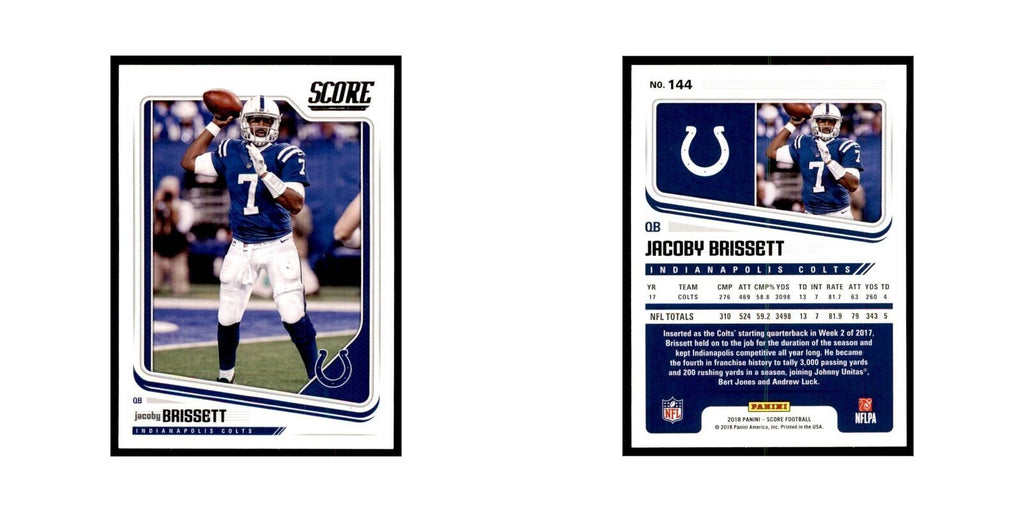 Jacoby Brissett 2018 Score #144 Baseball Cards Football Card NM