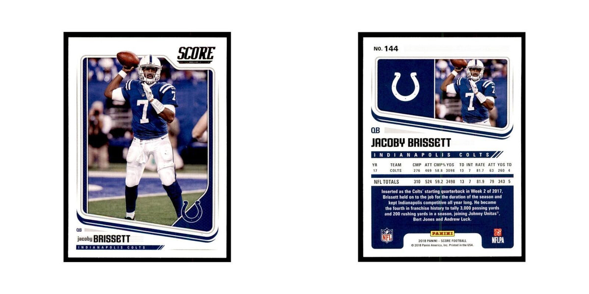 Jacoby Brissett 2018 Score #144 Baseball Cards Football Card NM