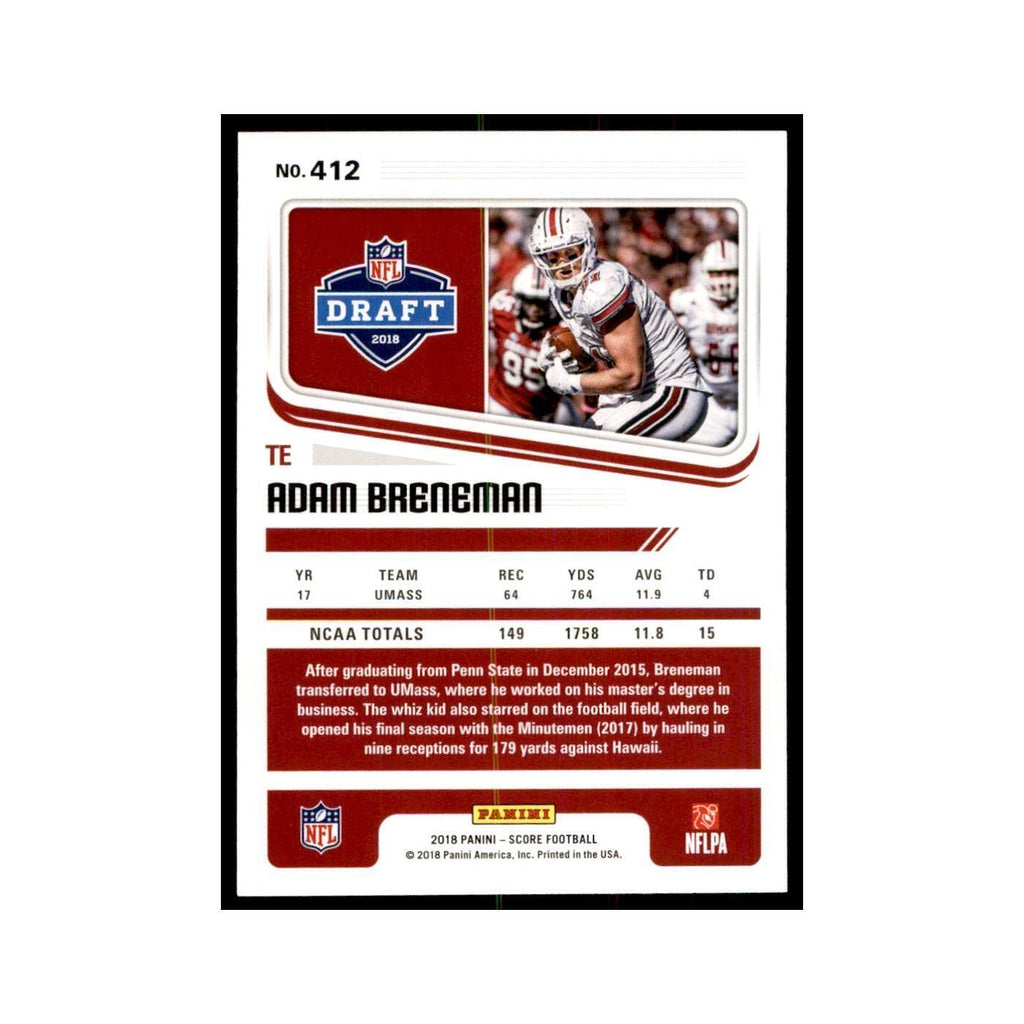 Adam Breneman Rookie 2018 Score #412 Baseball Cards Football Card NM