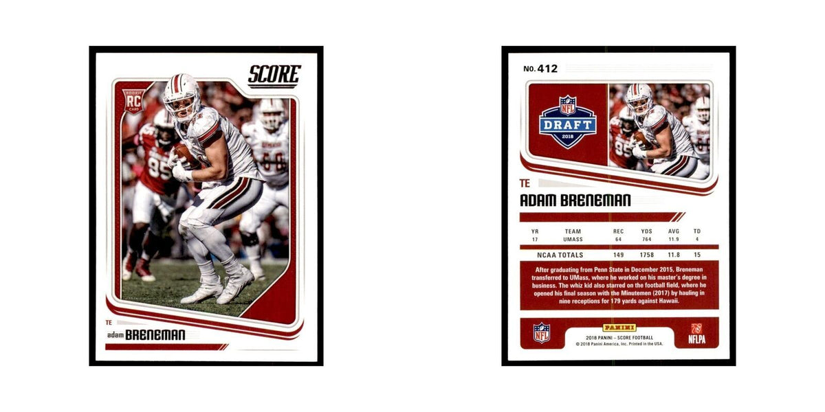Adam Breneman Rookie 2018 Score #412 Baseball Cards Football Card NM