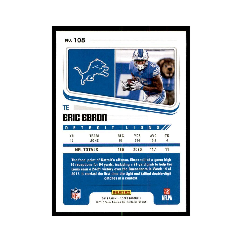 Eric Ebron 2018 Score #108 Baseball Cards Football Card NM