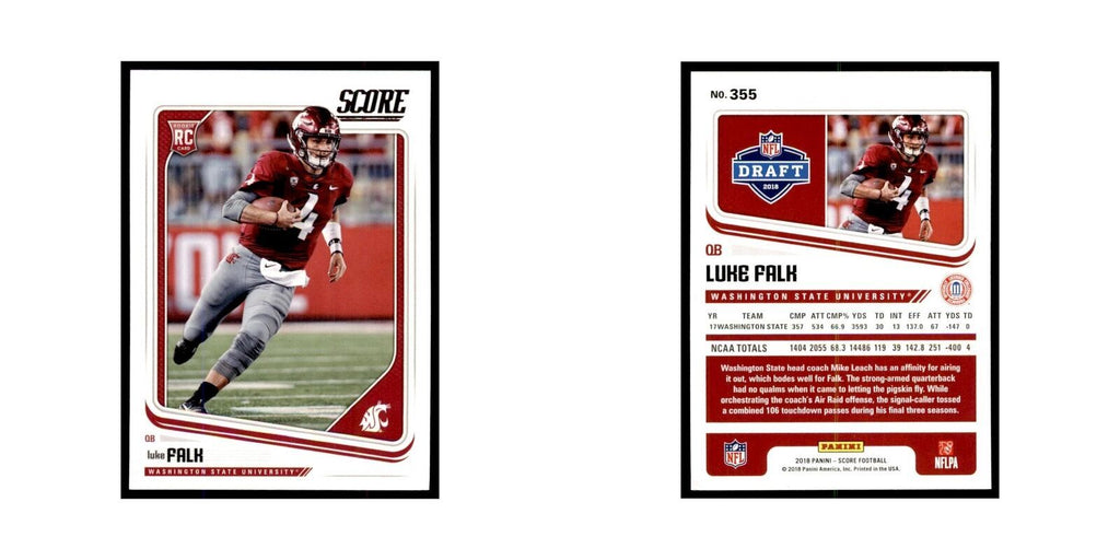 Luke Falk Rookie 2018 Score #355 Baseball Cards Football Card NM