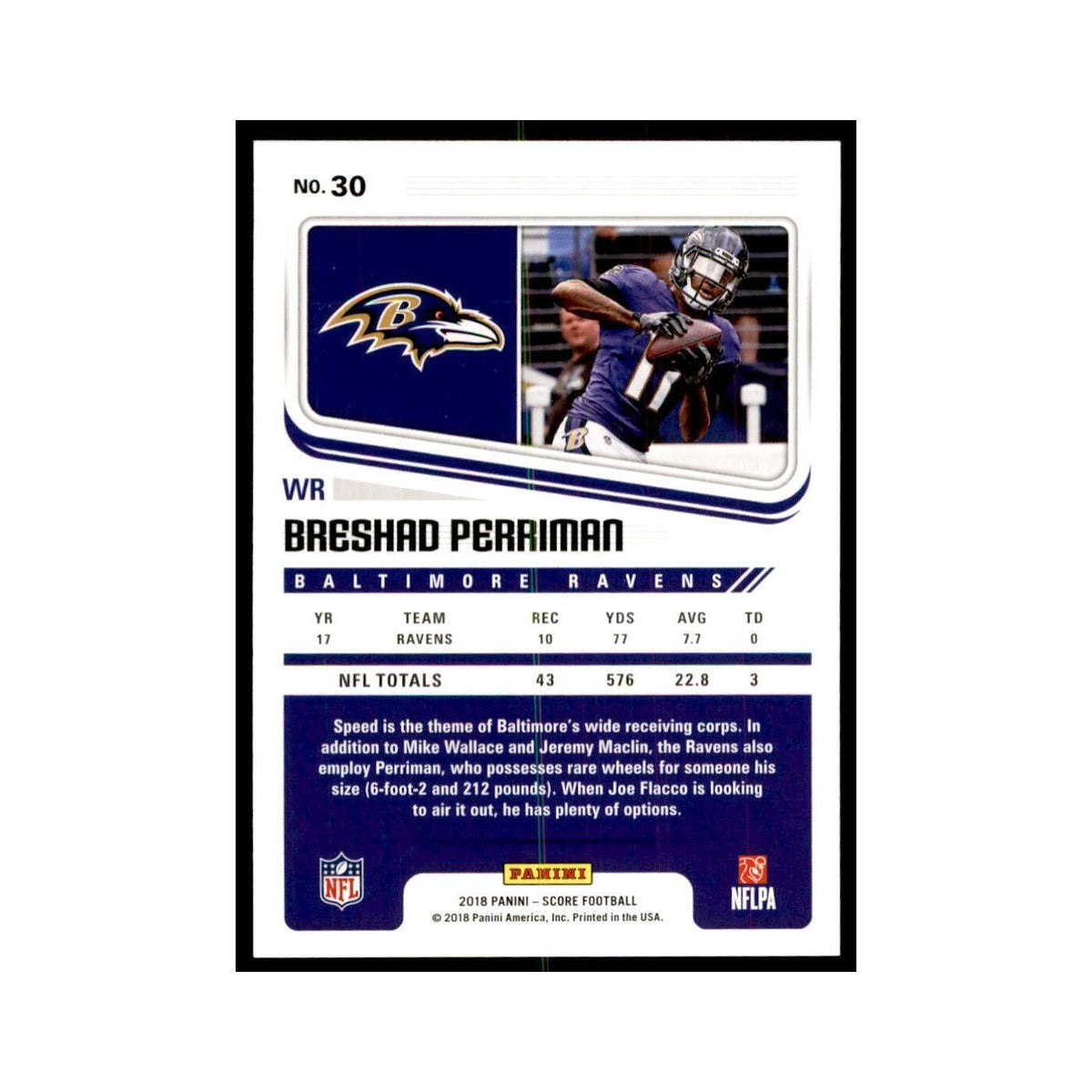 Breshad Perriman 2018 Score #30 Baseball Cards Football Card NM