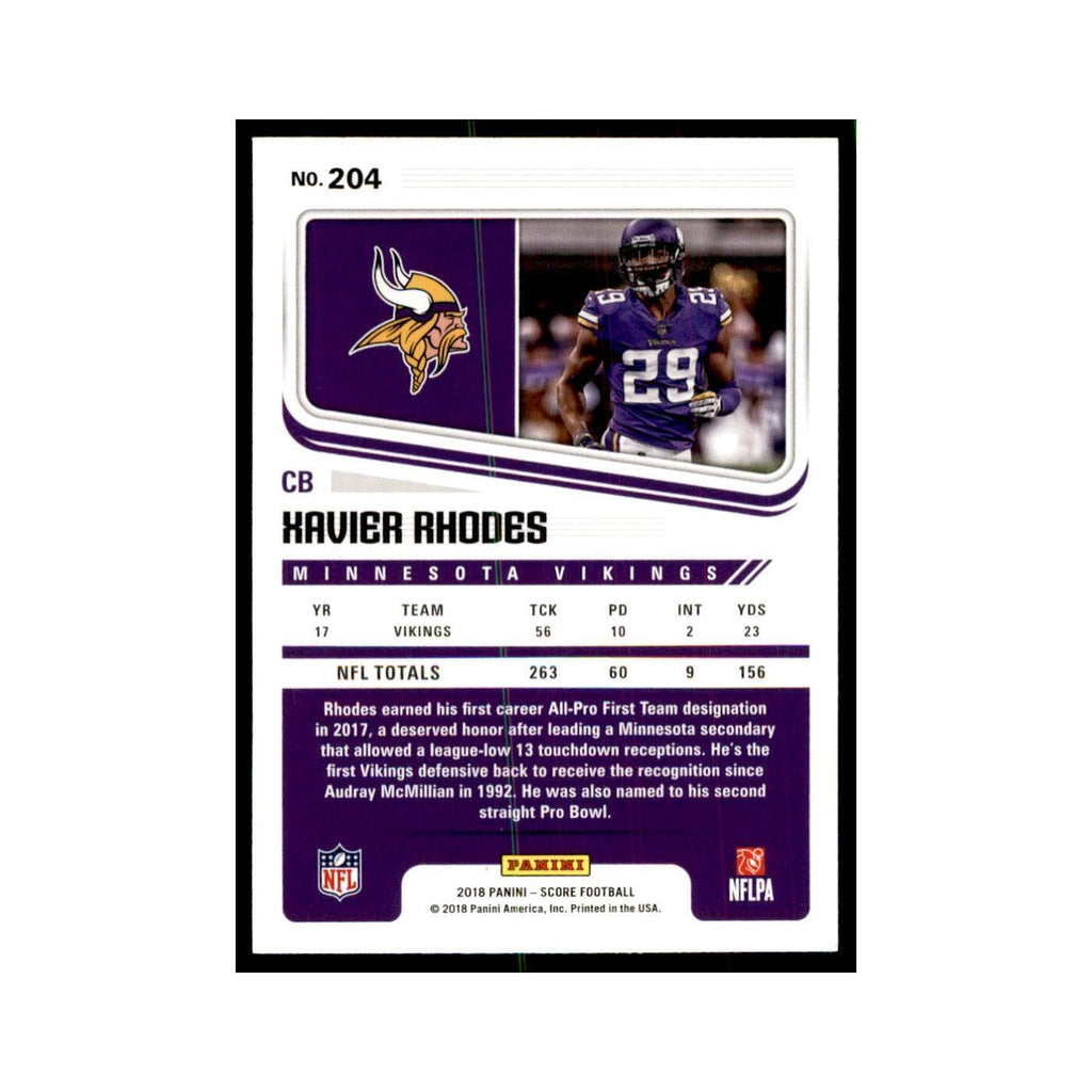 Xavier Rhodes 2018 Score #204 Baseball Cards Football Card NM