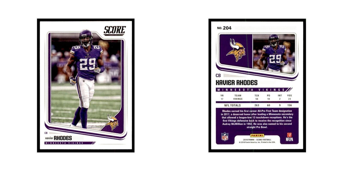 Xavier Rhodes 2018 Score #204 Baseball Cards Football Card NM