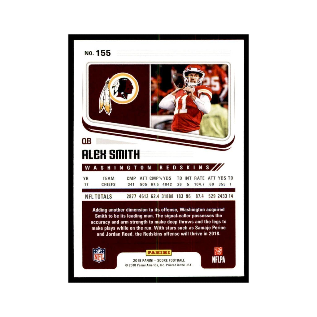 Alex Smith 2018 Score #155 Baseball Cards Football Card NM