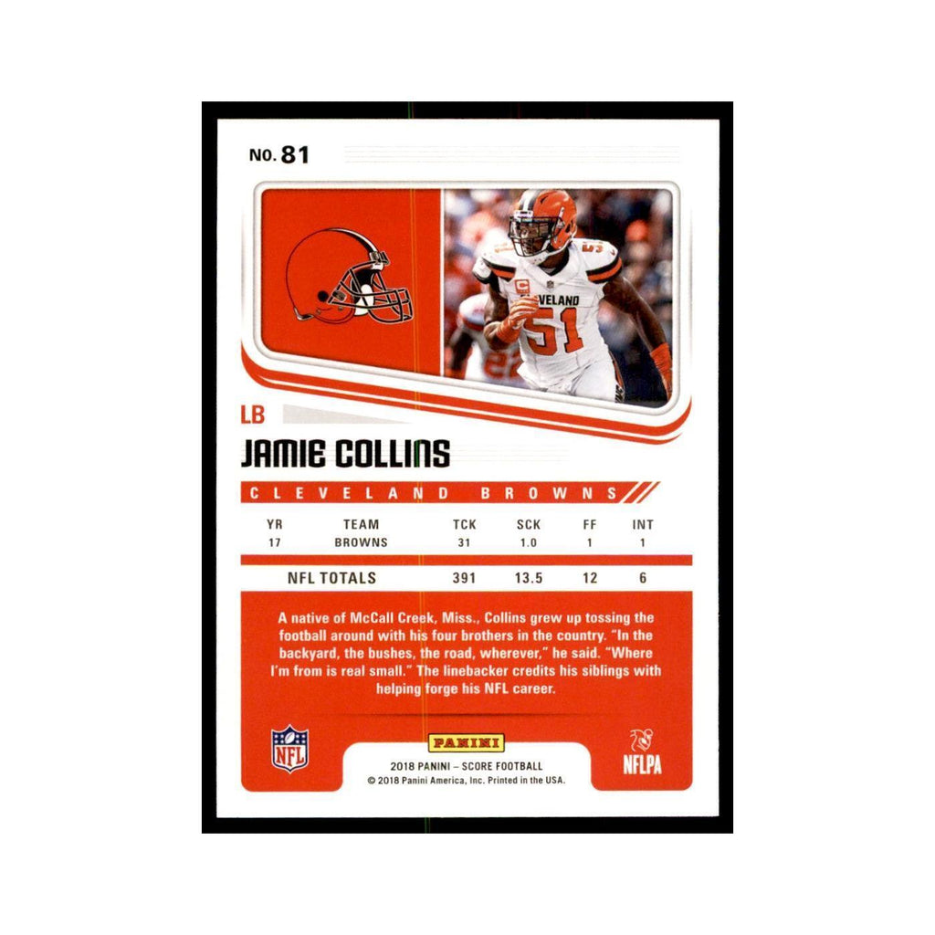 Jamie Collins 2018 Score #81 Baseball Cards Football Card NM