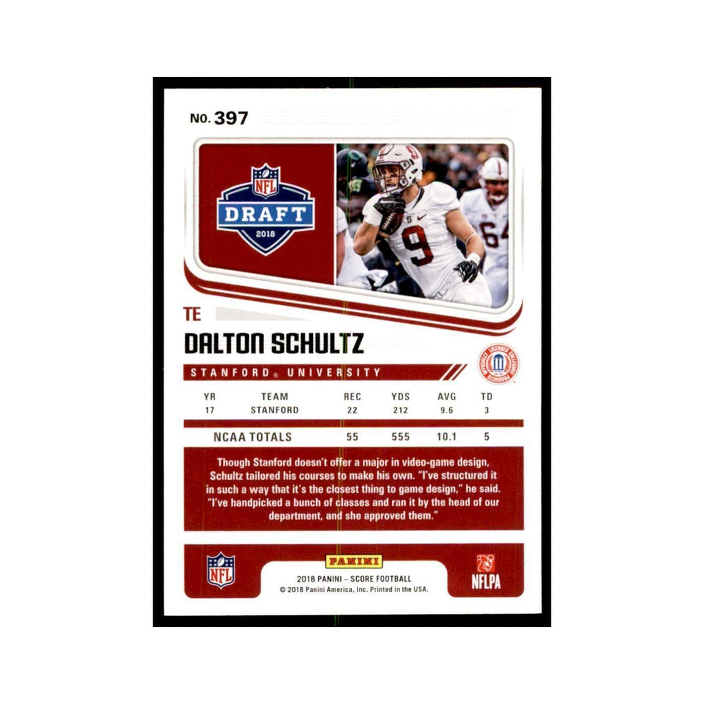 Dalton Schultz Rookie 2018 Score #397 Baseball Cards Football Card NM
