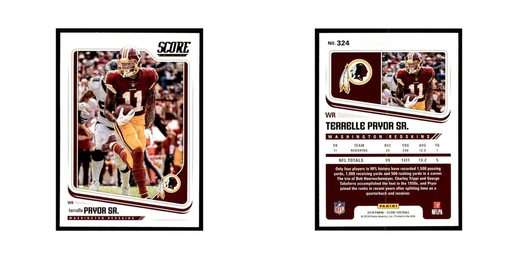 Terrelle Pryor Sr. 2018 Score #324 Baseball Cards Football Card NM