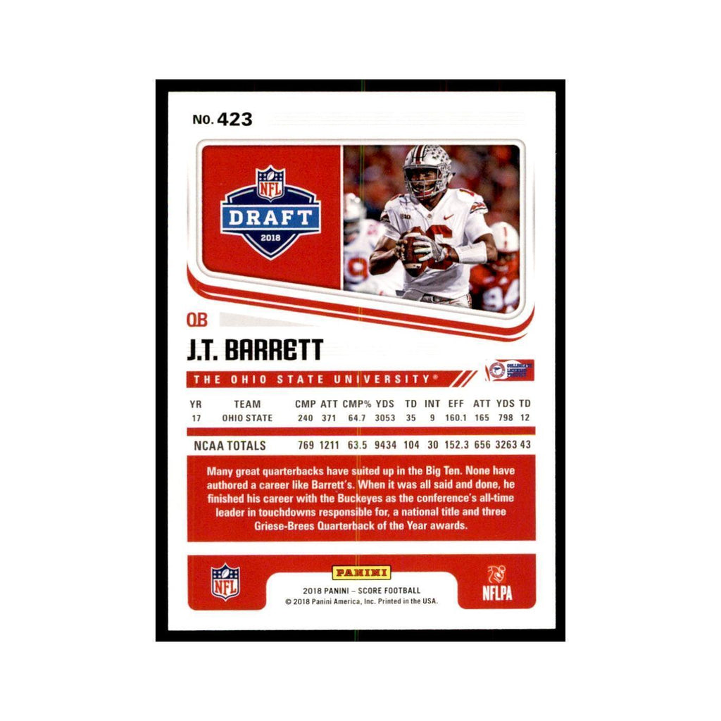 J.T. Barrett Rookie 2018 Score #423 Baseball Cards Football Card NM