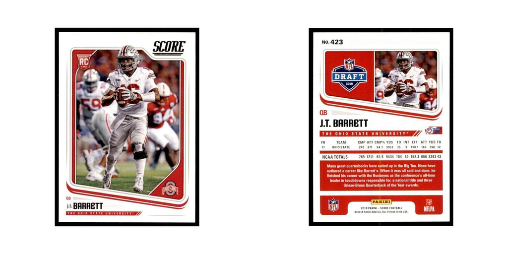 J.T. Barrett Rookie 2018 Score #423 Baseball Cards Football Card NM