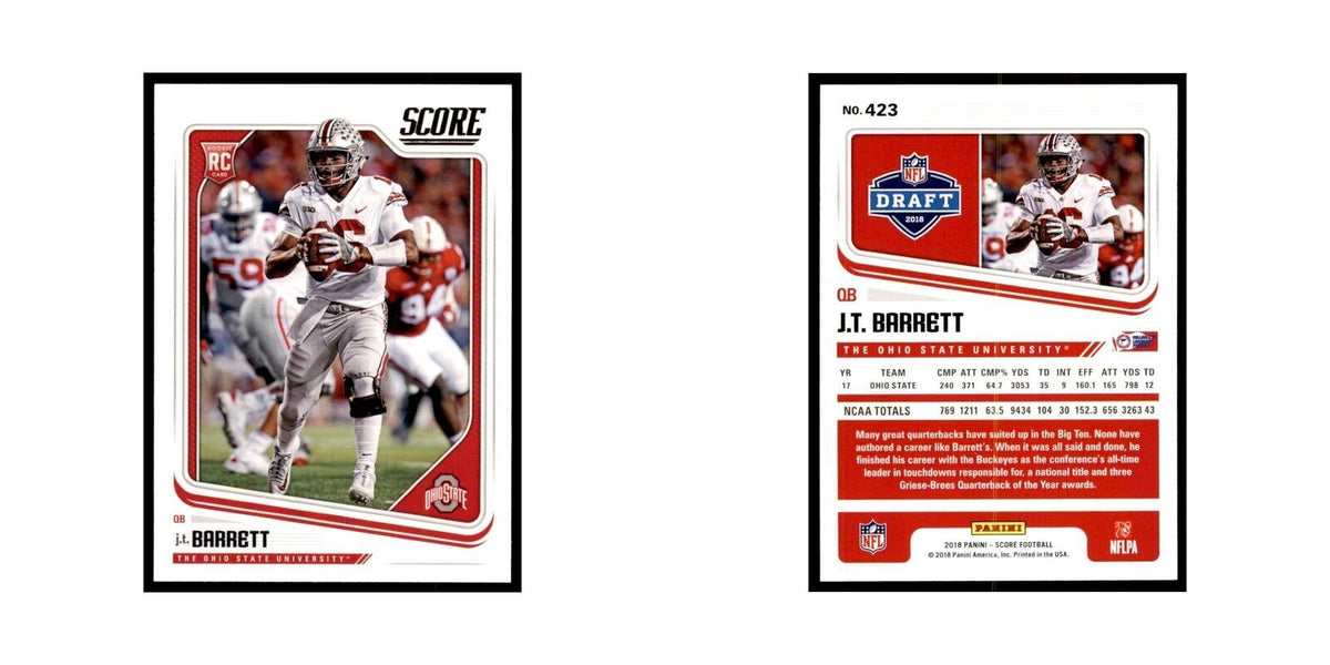 J.T. Barrett Rookie 2018 Score #423 Baseball Cards Football Card NM
