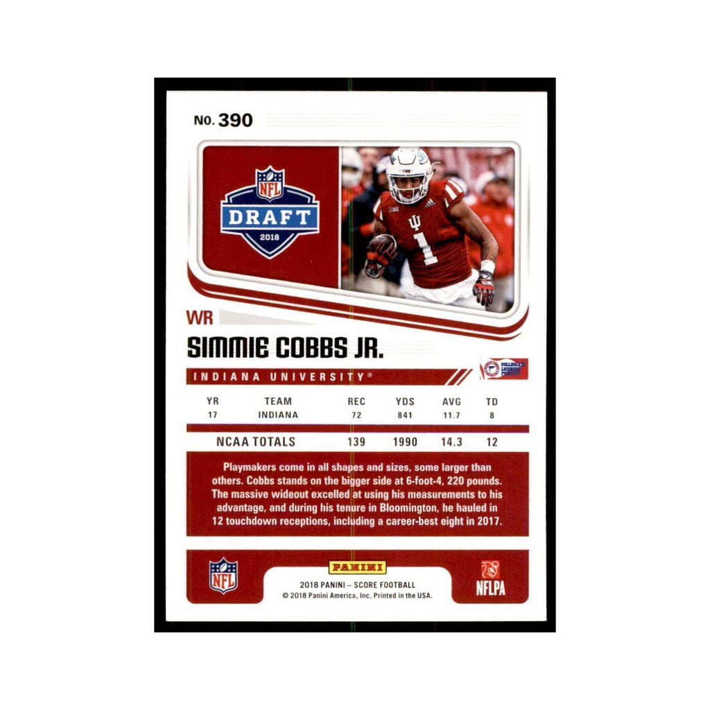 Simmie Cobbs Jr. Rookie 2018 Score #390 Baseball Cards Football Card NM