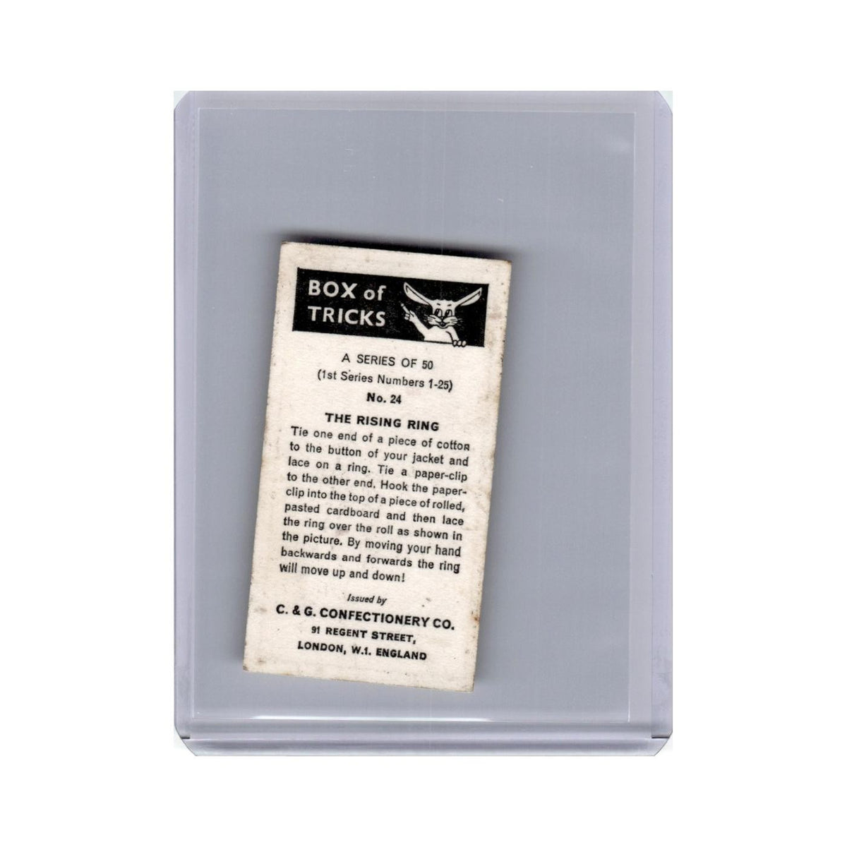 The Rising Ring 1965 C G Confectionery Box of Tricks #24.0 Baseball Card VG